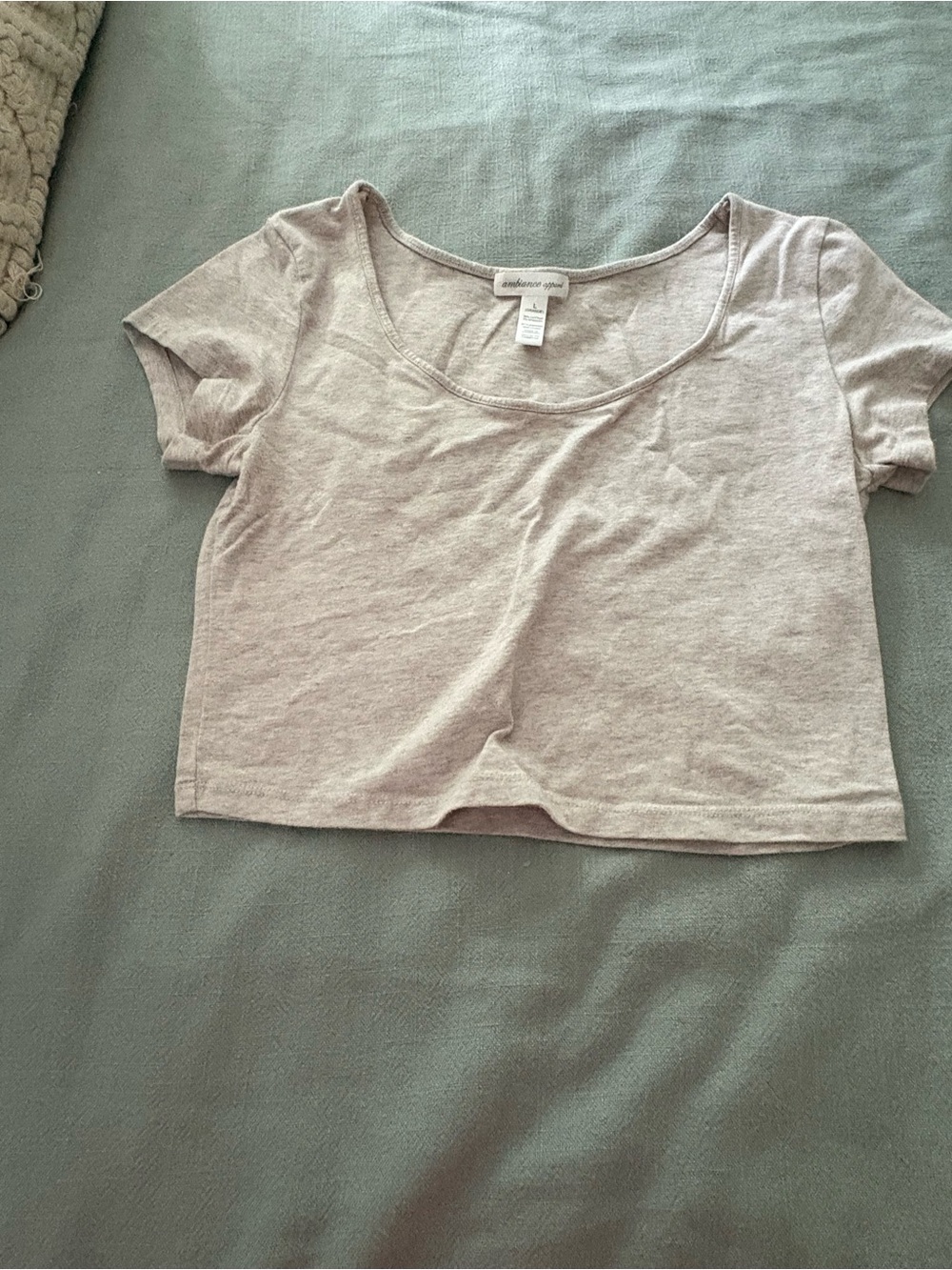 Heathered taupe Cropped Scoop Neck Tee